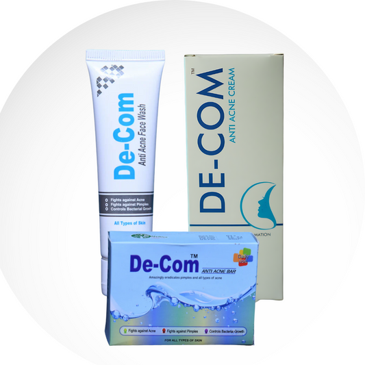 De Com Anti-Acne Bundle – Face Wash, Soap & Cream for Oily Skin, Pimples & Acne Scars